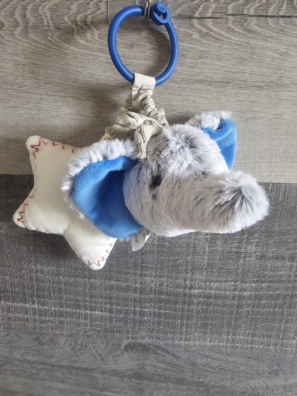 Pottery Barn Kids Elephant Clip On Plush Gray Infant Baby Toy Soother White Star